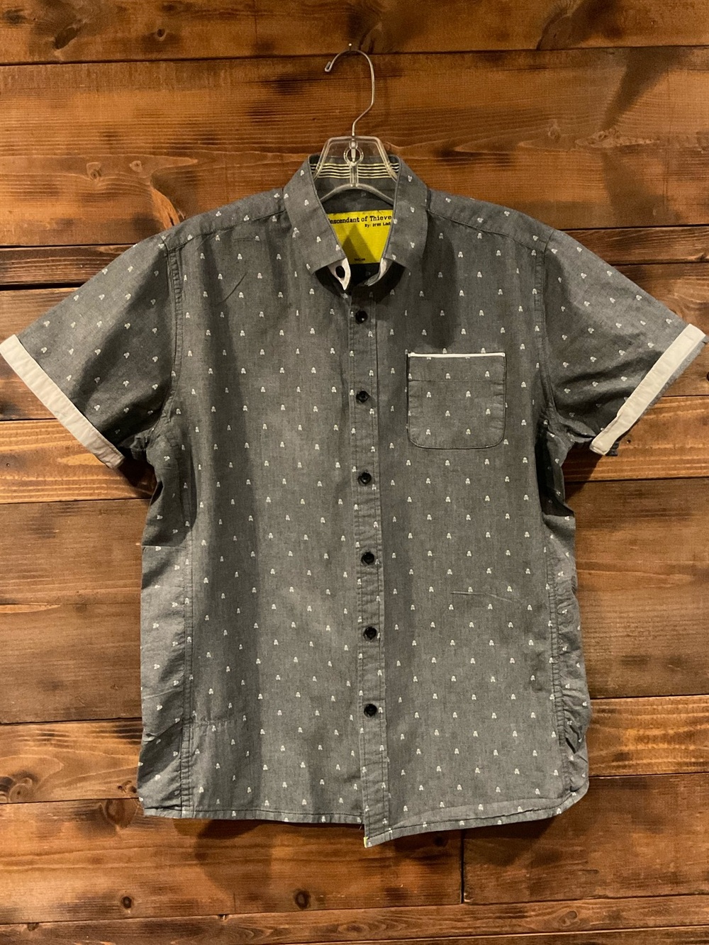 Descendant Of Thieves by Dres Ladro Men's Grey Micro Skull S/S Shirt size Med
